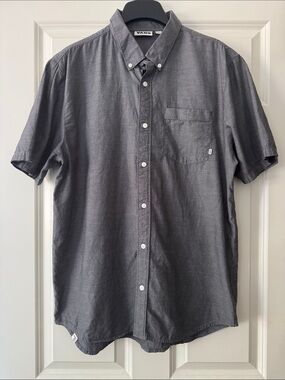 Vans Men's Short Sleeve Button-Down Shirt - Charcoal Gray Pattern size L